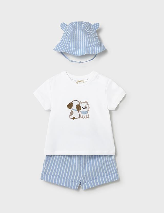 Completo 3 pezzi con cappello con orecchie neonato 