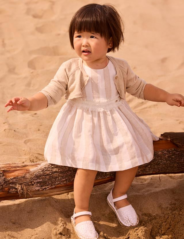 Vestito righe nocciola neonata 