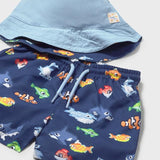 Completo costume e cappello reversibili protezione solare neonato 