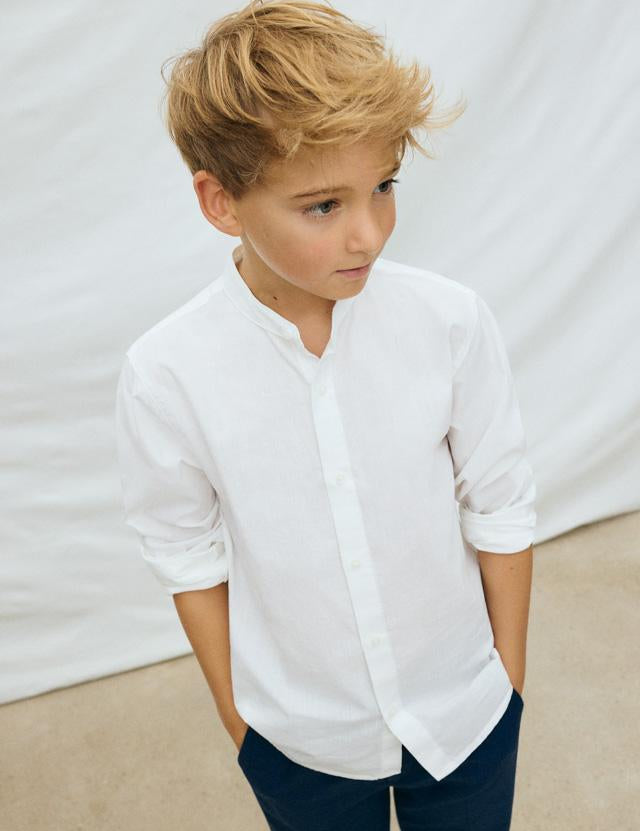Camicia manica lunga colletto alla coreana ragazzo 