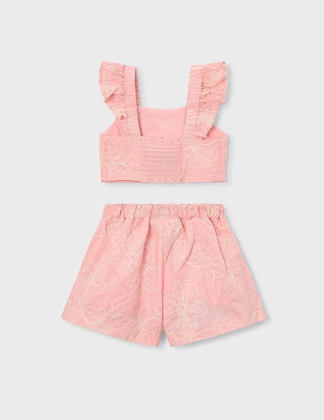 Completo con bermuda e top con volant cerimonia bambina 