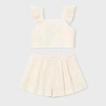 Completo con bermuda e top con volant cerimonia bambina 