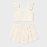 Completo con bermuda e top con volant cerimonia bambina 