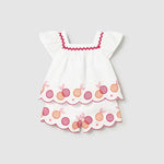 Completo con bermuda e blusa ricamata neonata 