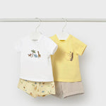 Completo 4 pezzi pantalone corto neonato 