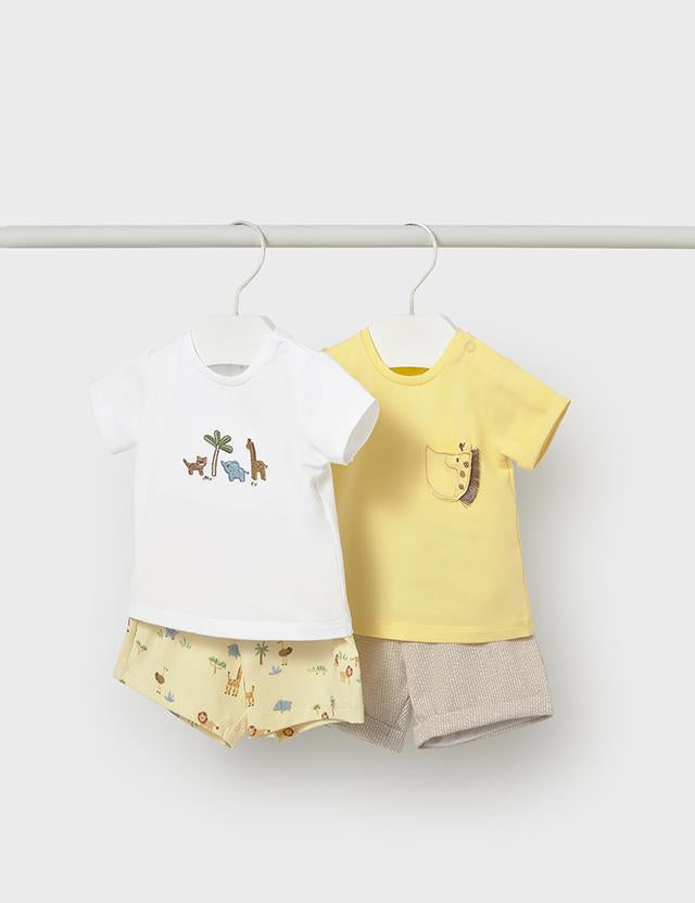 Completo 4 pezzi pantalone corto neonato 