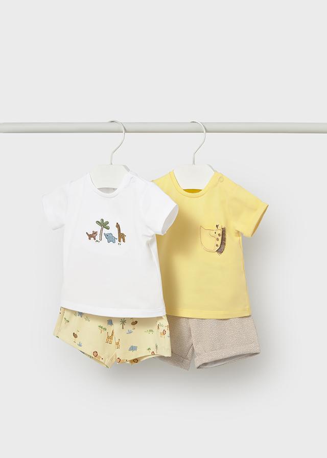 Completo 4 pezzi pantalone corto neonato 