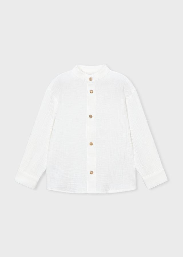 Camicia manica lunga bambula colletto alla coreana bambino 