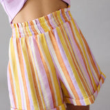 Completo shorts a righe e maglietta bambina 