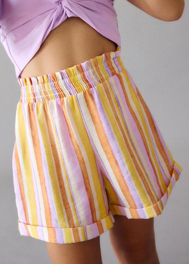 Completo shorts a righe e maglietta bambina 
