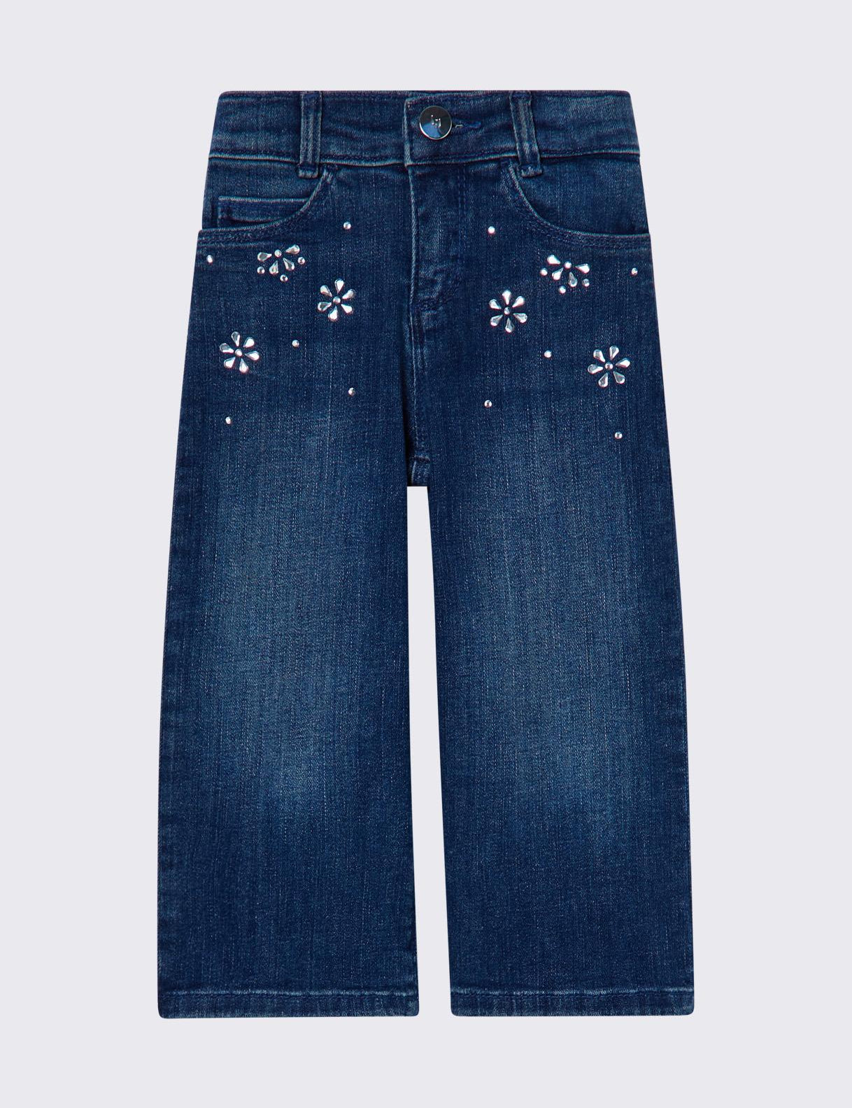 Jeans baggy fit con fiori strass bambina LiuJo 