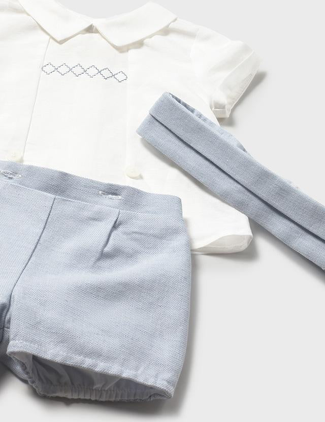 Completo cerimonia pantaloncino e camicia neonato 