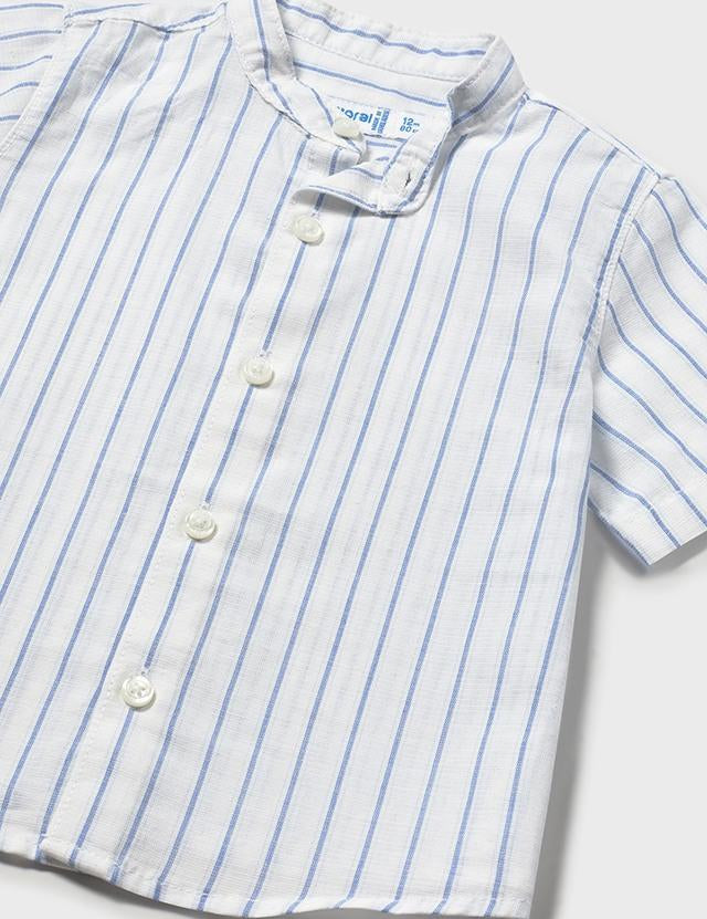 Camicia in lino con collo alla coreana neonato<BR/> 