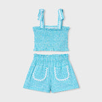 Completo shorts e top nido d'ape bambina 