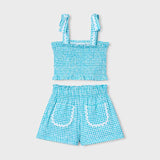 Completo shorts e top nido d'ape bambina 