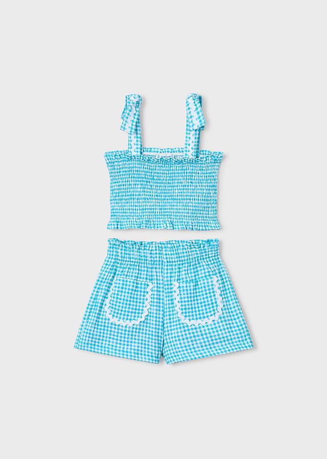 Completo shorts e top nido d'ape bambina 