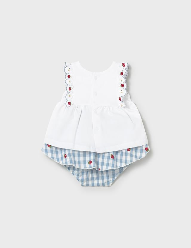 Completo gonna quadri e maglietta neonata 