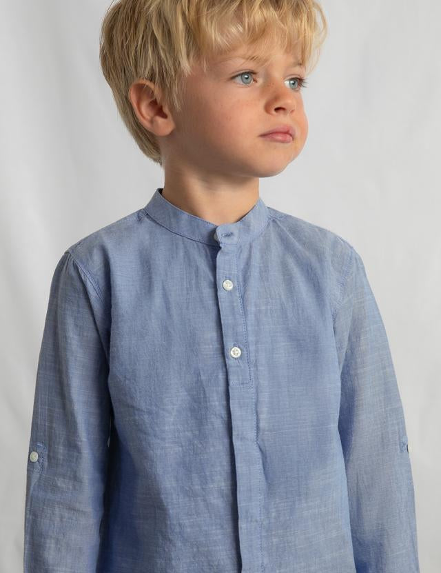 Completo bermuda e maglietta manica lunga in lino bambino<BR/> 