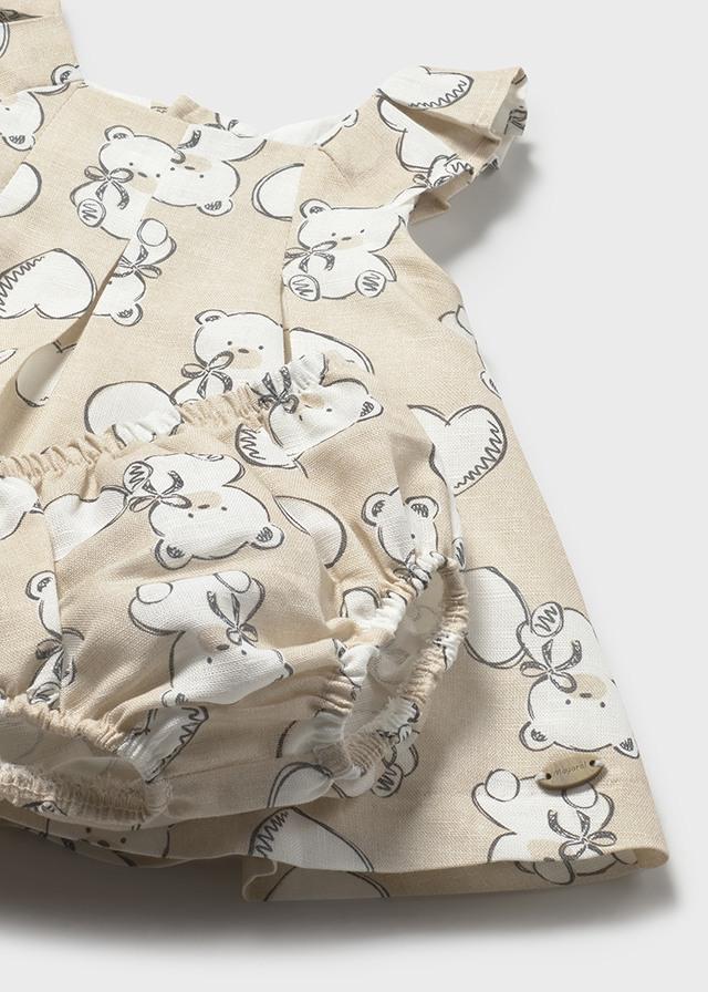Vestito lino orsetto neonata 