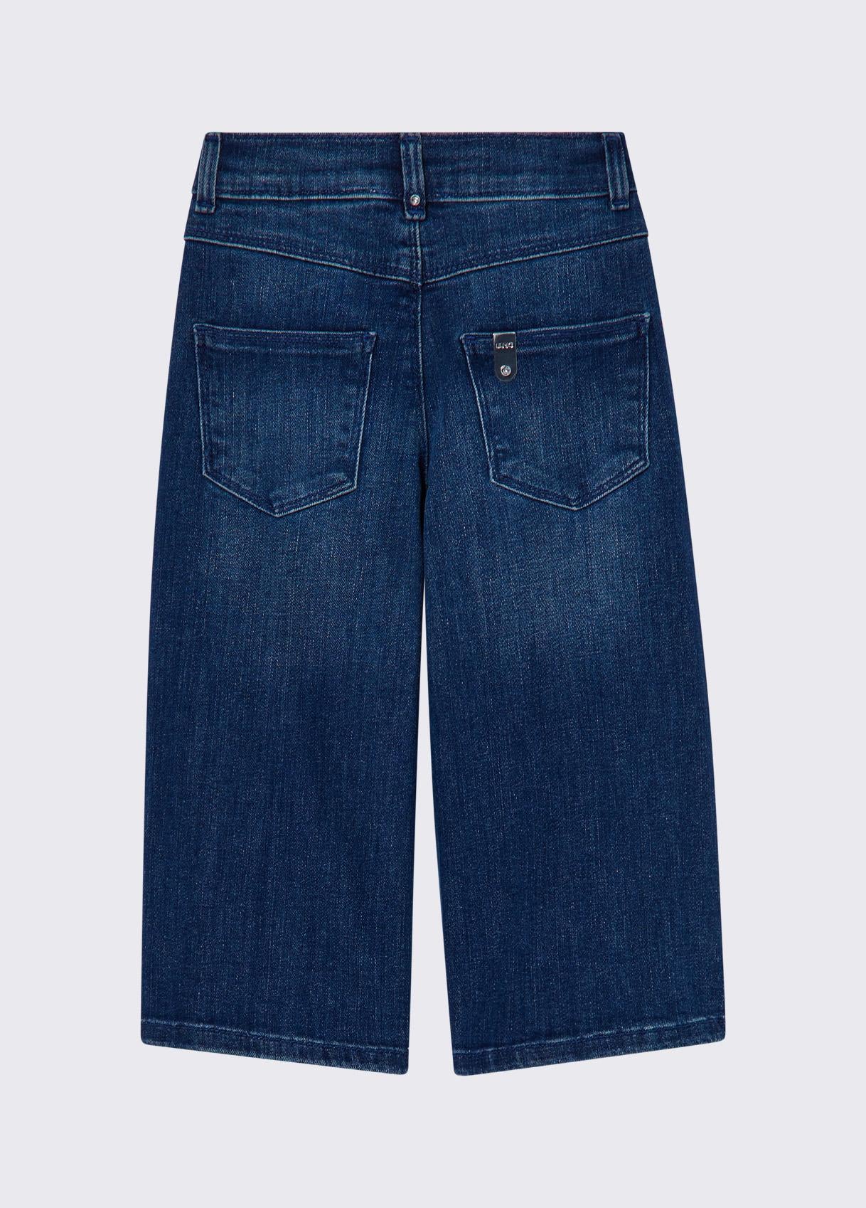 Jeans baggy fit con fiori strass bambina LiuJo 