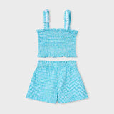 Completo shorts e top nido d'ape bambina 