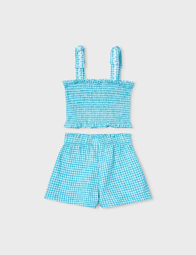 Completo shorts e top nido d'ape bambina 