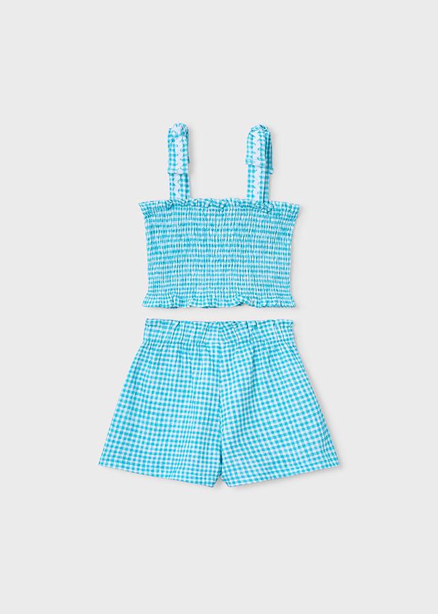 Completo shorts e top nido d'ape bambina 