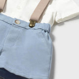 Completo pantaloncino bretelle e camicia neonato 