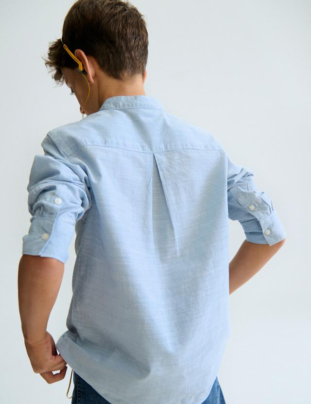 Camicia manica lunga colletto alla coreana ragazzo 