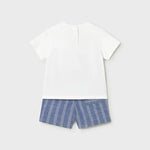 Completo pantaloncino e maglietta in lino neonato 