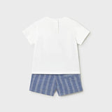 Completo pantaloncino e maglietta in lino neonato 