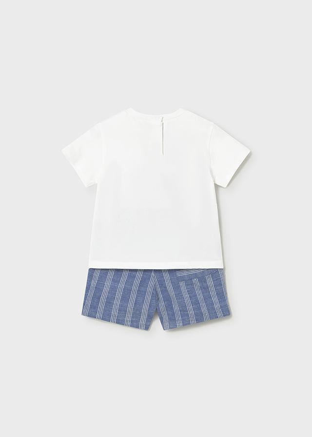 Completo pantaloncino e maglietta in lino neonato 
