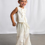 Pantalone in lino ricamato bambina 