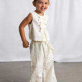 Pantalone in lino ricamato bambina 