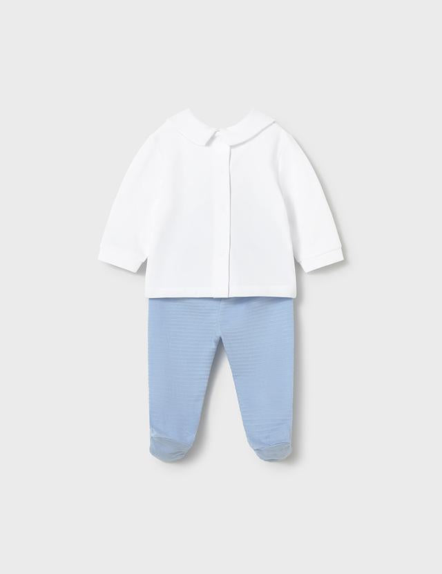 Completo ghettina e maglietta ricamata neonato 