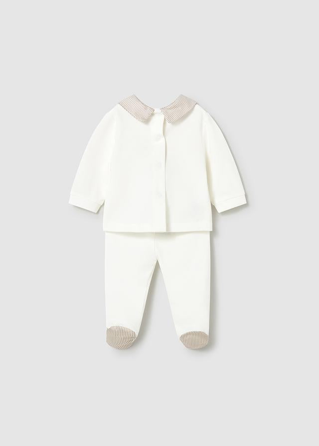 Completo ghettina e maglietta ricamata neonato 