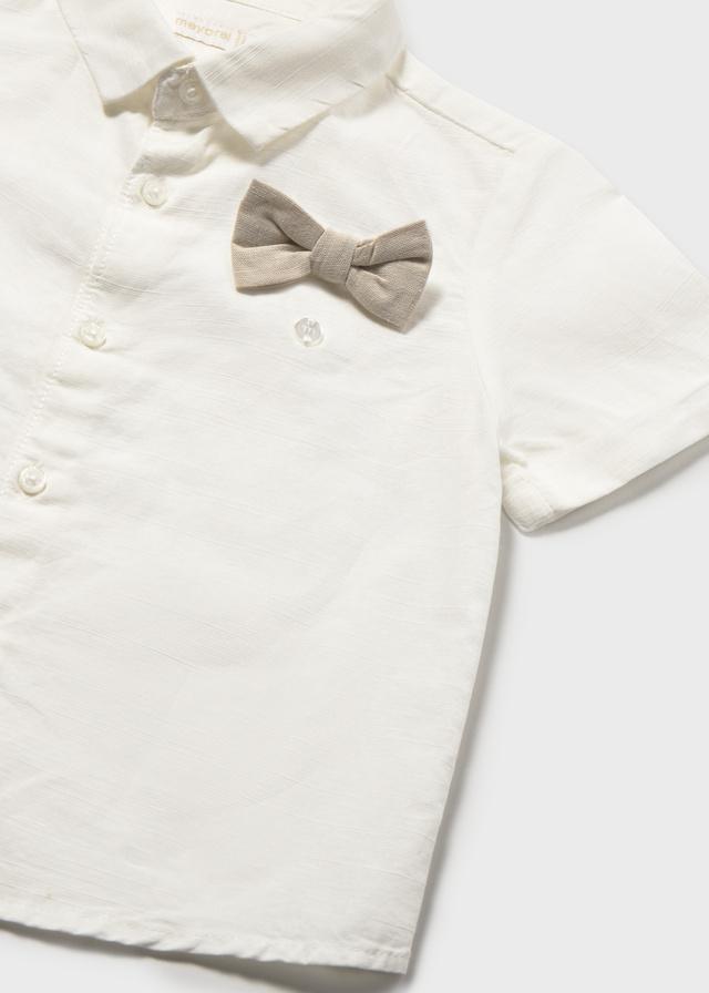 Completo pantaloncine e camicia con papillon neonato 