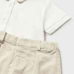 Completo pantaloncine e camicia in lino neonato 