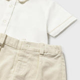 Completo pantaloncine e camicia in lino neonato 