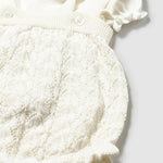 Completo salopette tricot e blusa neonata 