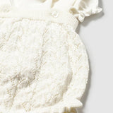 Completo salopette tricot e blusa neonata 