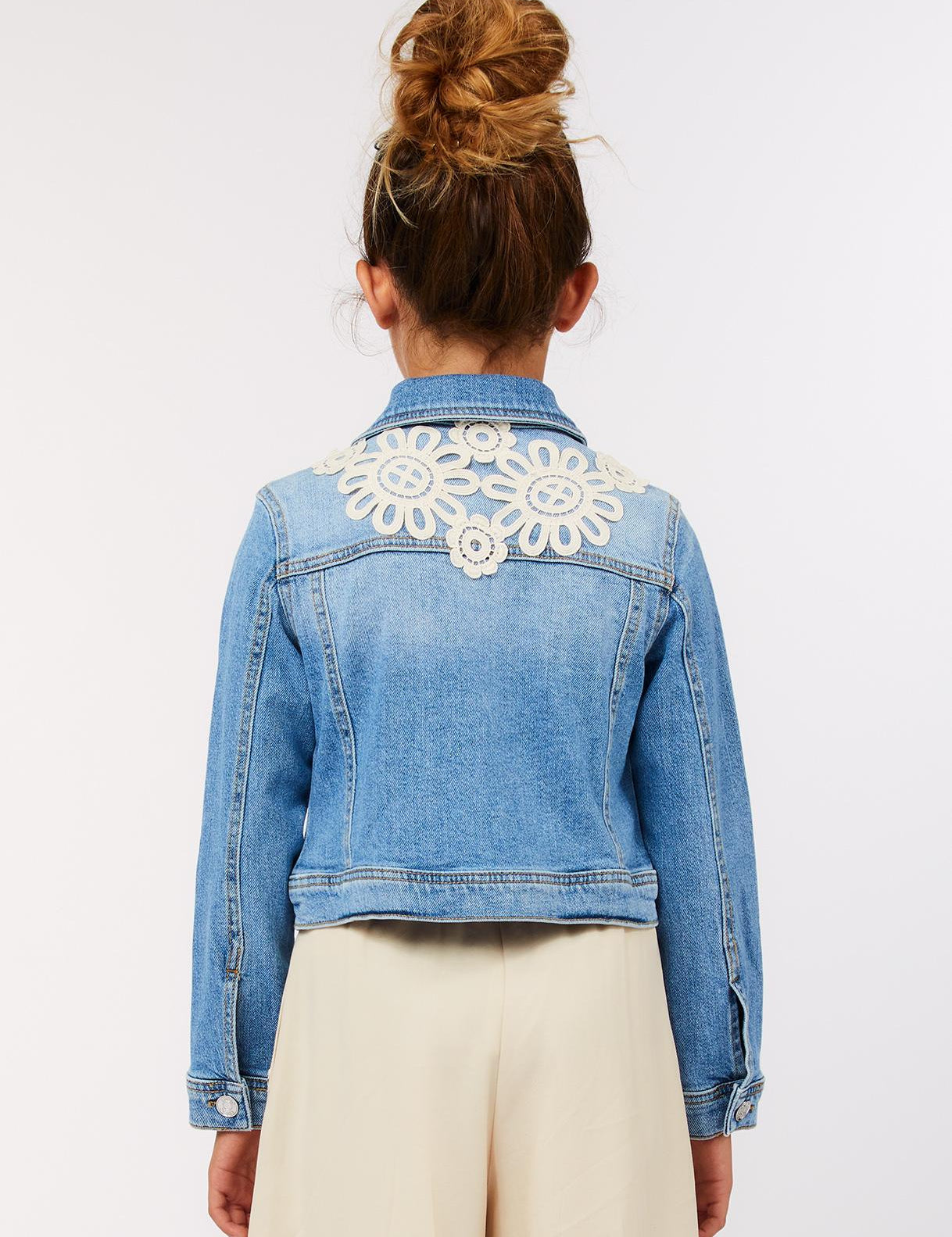 Giubbotto denim e applicazioni in macramè ragazza LiuJo 