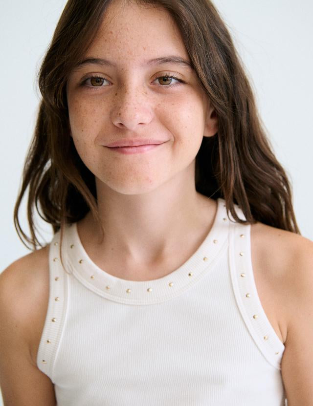 Maglietta modello canottiera costine ragazza 