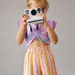 Completo shorts a righe e maglietta bambina 