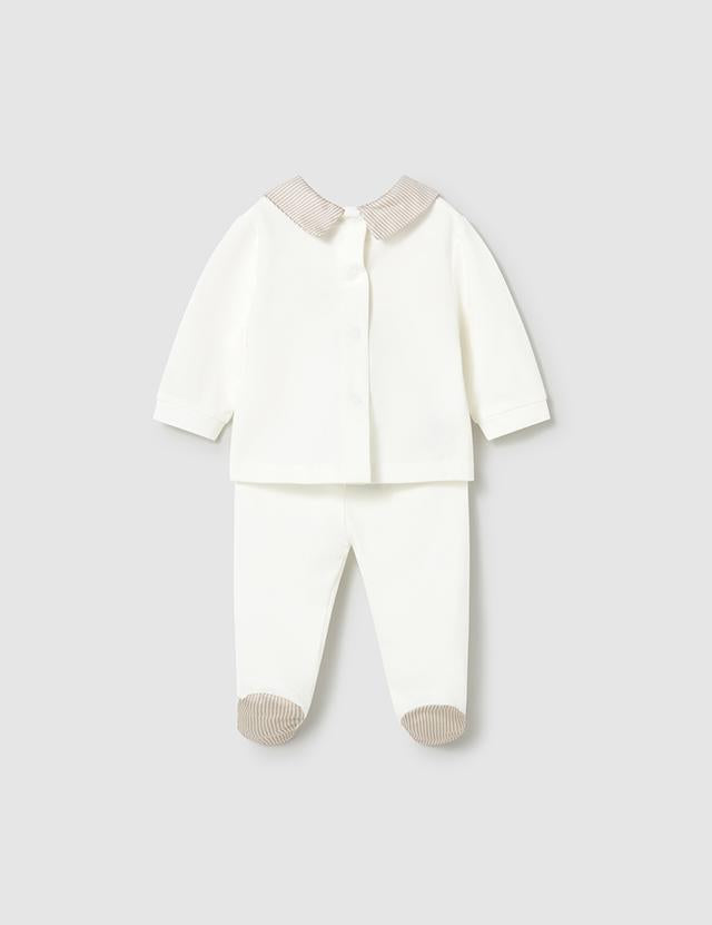 Completo ghettina e maglietta ricamata neonato 