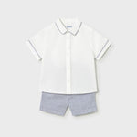 Completo pantaloncine e camicia in lino neonato 