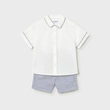 Completo pantaloncine e camicia in lino neonato 