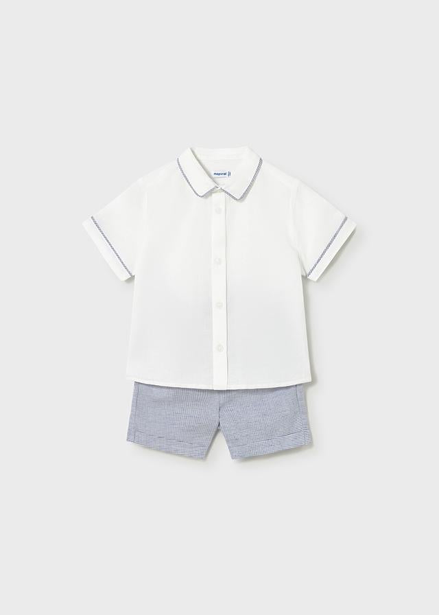 Completo pantaloncine e camicia in lino neonato 