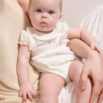 Completo salopette tricot e blusa neonata 