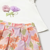 Completo con bermuda fiori e maglietta neonata 